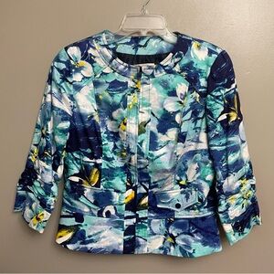 Coldwater Creek Jacket size 10 art Twill Cotton blue green